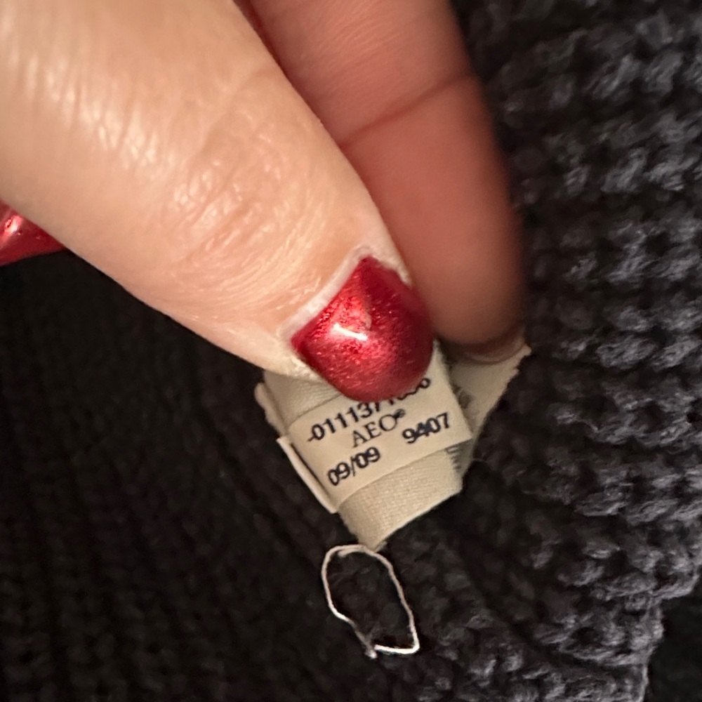 American Eagle Outfitters Y2K 2000s Navy Ribbed Mock Turtleneck Sweater Men’s L - Picture 8 of 10